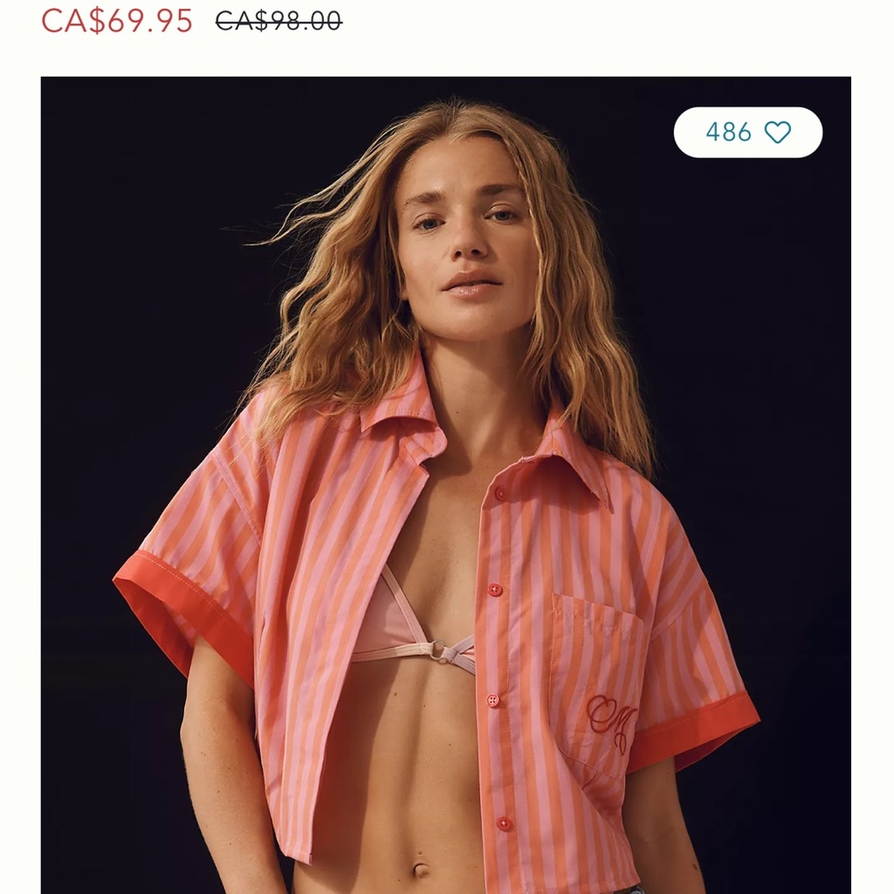 Maeve Pink and Red Striped Blouse